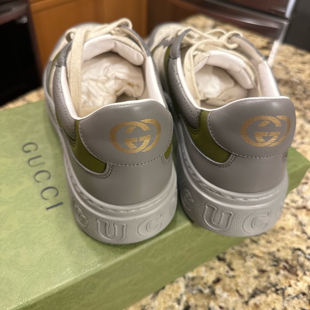 Gucci Gray and Off white Monogram Athletic Sneakers - Picture 3 of 4